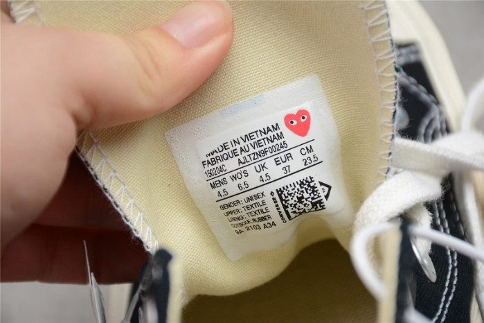 converse chuck taylor all-star 70s hi comme des garcons play black 150204c