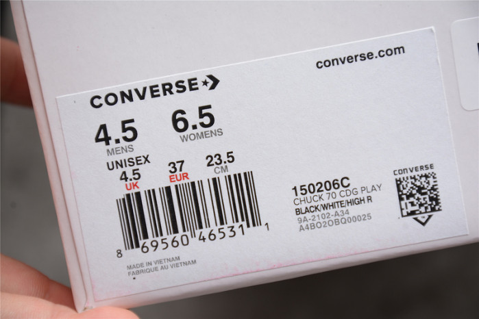 converse chuck taylor all-star 70s ox comme des garcons play black 150206c